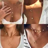 Pendanthalsband Bohemian Multilayer Crystal Rose Necklace Women Gold Moon Star Horn Crescent Choker 2022 Fashion Jewelrypendant