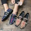 Dres Shoe Designer Leather Men Casual Shoe Plaid Luxury Brand 2022 Loafer Moccasin Breathable Black Riding Plu Size 38 48 220723