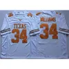 WSKT tani NCAA Vintage Texas Longhorns College Koszulki piłkarskie 10 Vince Young 34 Ricky Williams 20 Earl Campbell Yellow White Stitched Jersey