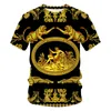 Последняя футболка для барокко для менеджеров Лето негабаритная футболка 3D Lion Head Crown Print Printed Круглая шея с коротким рукавом 220602