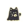 Joli couple étudiant broche noir et blanc fantôme chat cloche métal badge vêtements sac épingle foulards boucle