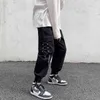 Men Summer Clothes Black Cargo Pants Sweatpants Korea dent Techwear Hip Hop Joogers Men Ribbon Homme Pants Trousers For Men G220507