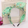 Korea Bow Pałąk Kobiety Piękny Królik Uszy Hairband Girls Stripe Floral Printed Włosy Zespół Nakrycia Nakrycia Hair Akcesoria Strores AA220323