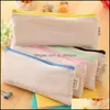 Pencil Bags Blank Canvas Pen Pouch Zipper Case Cosmetic Bag Makeup Clutch Dh4Lp