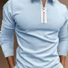 Fashion Casual polo shirts Men Long Sleeve Turn-down Collar Zipper Design Tops Harajuku Men's Streetwear camisas de hombre 220608