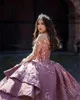 ローズピンクスパンコンQuinceaneraドレス2022 Charro Mexican Sweet 16 Dress Corset Luxury Vestido De 15 Anos Festa Luxo Vintage Prom Gownsエンゲージメントウェア