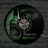 Una bottiglia di whisky birra Orologio da parete design moderno vintage dischi in vinile orologi illuminazione a LED Home Decor per Y200110