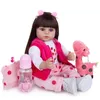 Keiumi 18 pulgadas de largo cabello castaño silicona renacida muñeca baby girl niña bebe bebe juguetes para niños compañeros de juego de almohadas 220621