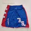 All-star Western Basketball Short Real Embroidered Pocket Shorts JUST DON Mitchell and Ness With 4 Pocket Zipper Sweatpants Mesh Sport Pants