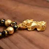 Pendentif Colliers Pur Cuivre Pixiu Feng Shui Cadeau 8mm Perles Naturel Obsidienne Collier Pour Homme et Femme Bonne Chance Amulette BijouxPendant