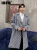 Men's Trench Coats IEFB Autumn Lattice Loose Windbreaker Long Coat Single Breasted Fashionable Plaid Korean Fashion Male Trench 9A5070 220826