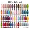 Nail Art Kits Salon Health Beauty 24Pcs Pure Color Gel Nails Polish Set Soak Off Uv Glitter Varnish Semi Permanent Base T Dhnhg