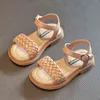 Kindermeisjes weef zomer nieuw 2022 schattige wilde strand sandalen open-teen beige niet-slip kinderen mode Japan casual schoenen haaklus g220523