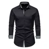 Mens Business Casual Social Shirts Brand Slim Fit Long Sleeve Dress Shirt Män Knacka ner Chemise Homme Camisas HOMBRE XXL L220704