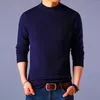 Suéteres de los hombres Wxq001 Otoño Invierno Hombres Mock Turtleneck Knitting Sweater Espesar Fleece Moda Simple Cómodo Slim Fit Color sólido Tops