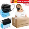 US -Stock 24 Stunden Protective Black Blue Disposable Face Mask Pack von 50 PCS 2000Carton für Männer Frauen SXMY26
