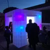 Çekici Siyah LED Şişirilebilir Fotoğraf Kabini Çift Kapılar Taşınabilir Fotobot Güvenliği Beyaz Küp Çadır Satılık 2.4x2.4m