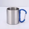 Stainless Steel Party Barbecue Mug Juice Cold Drink Milk Tea Cups Beer Mugs With Carabiner Handle Travel Portable Water Cup BH6515 TYJ