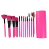 Tragbares 12-in-1-Faser-Make-up-Pinsel-Set mit weichen Borsten, Foundation, loses Puder, Rouge, Fleck, Lidschatten, Augenbrauen, Lippenpinsel, Augenbrauenkamm, Wimpernrolle, Make-up-Werkzeug ZL0895