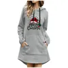 Kadın Hoodies Sweatshirt Bayanlar Drawstring Noel Baskı Üst Kapüşonlu Cep Uzun Kollu Dresswomen's