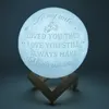 PO Custom Personality 3D Print Moon Lamp Изменение лунных USB.