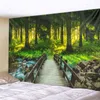 Tapis mural suspendu avec impression de pont en bois de forêt originale, tapis numérique 3d, décoration de la maison, J220804