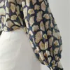 Modelutti Sonbahar Bluz Kadınlar İngiltere Tarzı Rahat Moda Zarif Yaprak Baskı Gevşek İpek Gevşek Blusas Mujer de Moda Gömlek Tops 220725