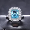 Anneaux de mariage Huitan à la mode femmes fête doigt brillant bleu clair cristal CZ pierre gracieuse bague de mariage de mariée bijoux en vrac Wynn22