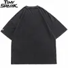 Hip Hop Oversize Gewassen T-shirt Streetwear Harajuku Ripped Grafische Gedrukte T-shirt Mannen Lente Zomer Korte Mouw T-shirt 220323