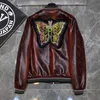 Jaqueta de Designer de Couro Faux Men com zíper Slim Fit Fit Crystal Butterfly Sport Motorcycle Coat Letters Fashion Fashion Fitness Clothing M-3xl