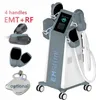 강력한 emslim 슬리밍 근육 자극기 지방 감소 슬림 시스템 EMS 전자기 EMT 바디 형태 미용 기계 4 핸들 RF와 좌석