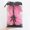 DIY 25 cm Teddy Rose Bear med Box Artificial PE Flower Valentine's Day For Girlfriend Women Wife Mors gåvor 220512