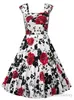2 dagars leverans vintage stil plus storlek tryck avslappnade klänningar moderna rufs kvinnor europeiska ärmlösa blommor tryck kjolar i lager FS0009