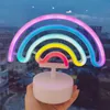 Fowecelt Rainbow Unicorn Led Neon Night Light Heminredning Barnflickor Kawaii Sovrum Inredning Belysning Estetisk Rum Dekorlampa 220406