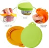 Portabel silikon hundkatt konserverad lock 2-i-1-food tätare sked husdjur mat täcker förvaring färskt ökar locken skål hundtillbehör