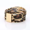 Vintage Leopard Leather Bracelets for Women Fashion Bracelets & Bangles Elegant Multilayer Wide Wrap Bracelet Jewelry