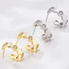 18K Rose Gold -oorbellen 925 Zilveren studs voor vrouwen slanke stapel honingraatringen trouwring luxe sieraden no box6191054
