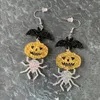 Super Cool tête de crâne rouge vert mauvaise pomme acrylique boucles d'oreilles pour femmes exagéré paillettes poudre Punk boucles d'oreilles Halloween cadeau