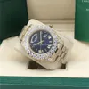 Full Diamond Blue Roman Prezydent Watch 2288238 433 mm Gold Men Automatyczne pudełko