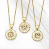 Anhänger Halskette Kupfer Goldkette Buchstabe Halskette für Frauen CZ Crystal Az Round Disc Initiale Modesame Schmuck Geburtstagsgeschenk2560067