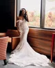 2022 Arabski Aso Ebi Ebi Ebi Luksusowy koronkowy sukienka ślubna Kryształy Kryształy Vintage sukienki ślubne sukienki ZJ044