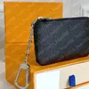 Con Orange Box KEY POUCH Vera Pelle Famoso Classico Designer Donna Portachiavi Portamonete Piccola Pelle Nera Merci Bag298C