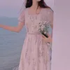 Vintage Evenge Party Kwiatowe sukienki dla kobiet Lantern Rękaw Midi Elegancka sukienka Słodka sukienka Koreańska jesień 220518