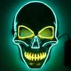 2022 Ny Halloween -färg LED Cold Light Skull Mask for Woman and Man Py Skull Glow Mask White Orange Luminous Mask Cosplay6249922