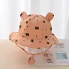 Nuevo sombrero de cubo para bebé con orejas de oso de dibujos animados bonito, gorros de sol para niños y niñas de verano al aire libre, sombreros de pescador para niños pequeños