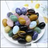 Stone Loose Beads Jewelry Crystal 3Cm Easter Egg Natural Quartz Aquarium Witchcraft Spiritual Kawaii Room Decor Home Decoration Accessories