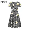 FORUSEDIGNS Vintage femmes robe De soirée Hawaii polynésien fleur imprimé dame décontracté robe Midi hauts courts femmes robes De Verano 220630