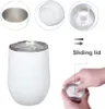 Sublimation Blank Wine Tumbler 12 OZ Stainless Steel EggShell Cup with Lid and Straw Heat Transfer Double Wall Insulated Travel Mug Gift Sets for Wine 0422