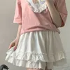 Houzhou Kawaii Mini юбка ITA кружева рюкзала лоскутная высокая талия короткие летние летние harajuku японский стиль мягкая девушка 220401