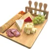 US Stock 7 Piece Bamboo Cheese Board Cheese Cheese Cheese Slicer Slicer Fork Scoop Cut Cut Chitle Crowning Инструменты для приготовления пищи бамбук